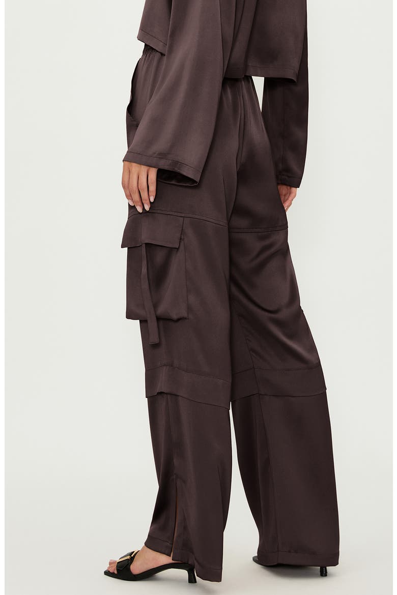 Gianna Drawstring Wide Leg Cargo Pants, Alternate, color, JAVA SATIN