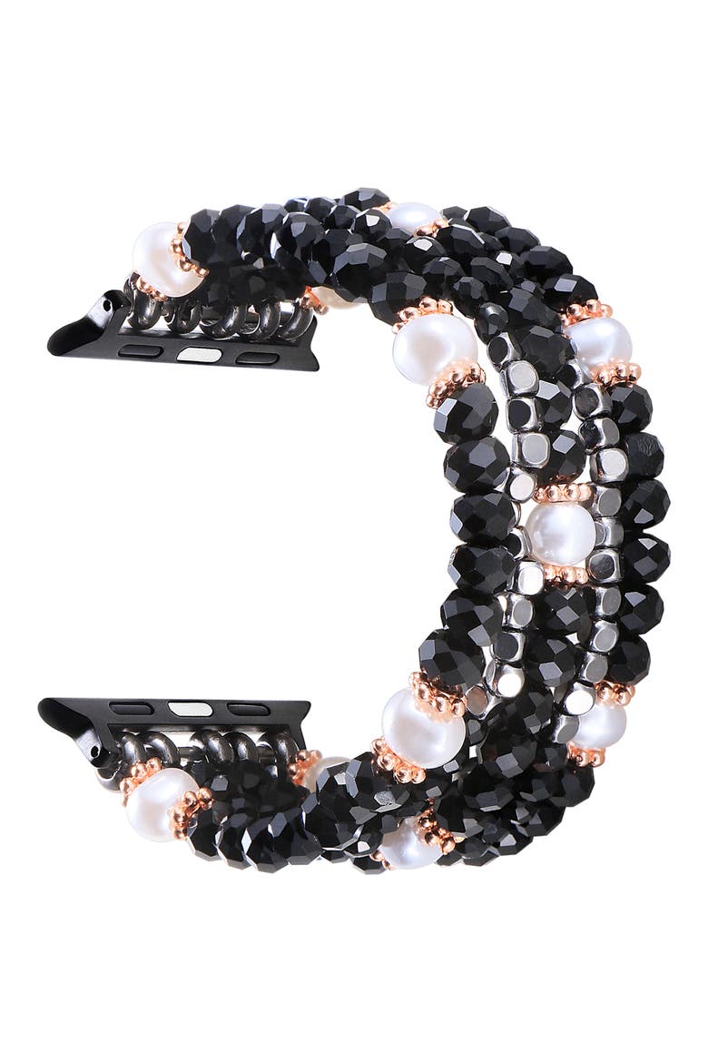 Beaded Apple Watch® Watchband, Alternate, color, BLACK