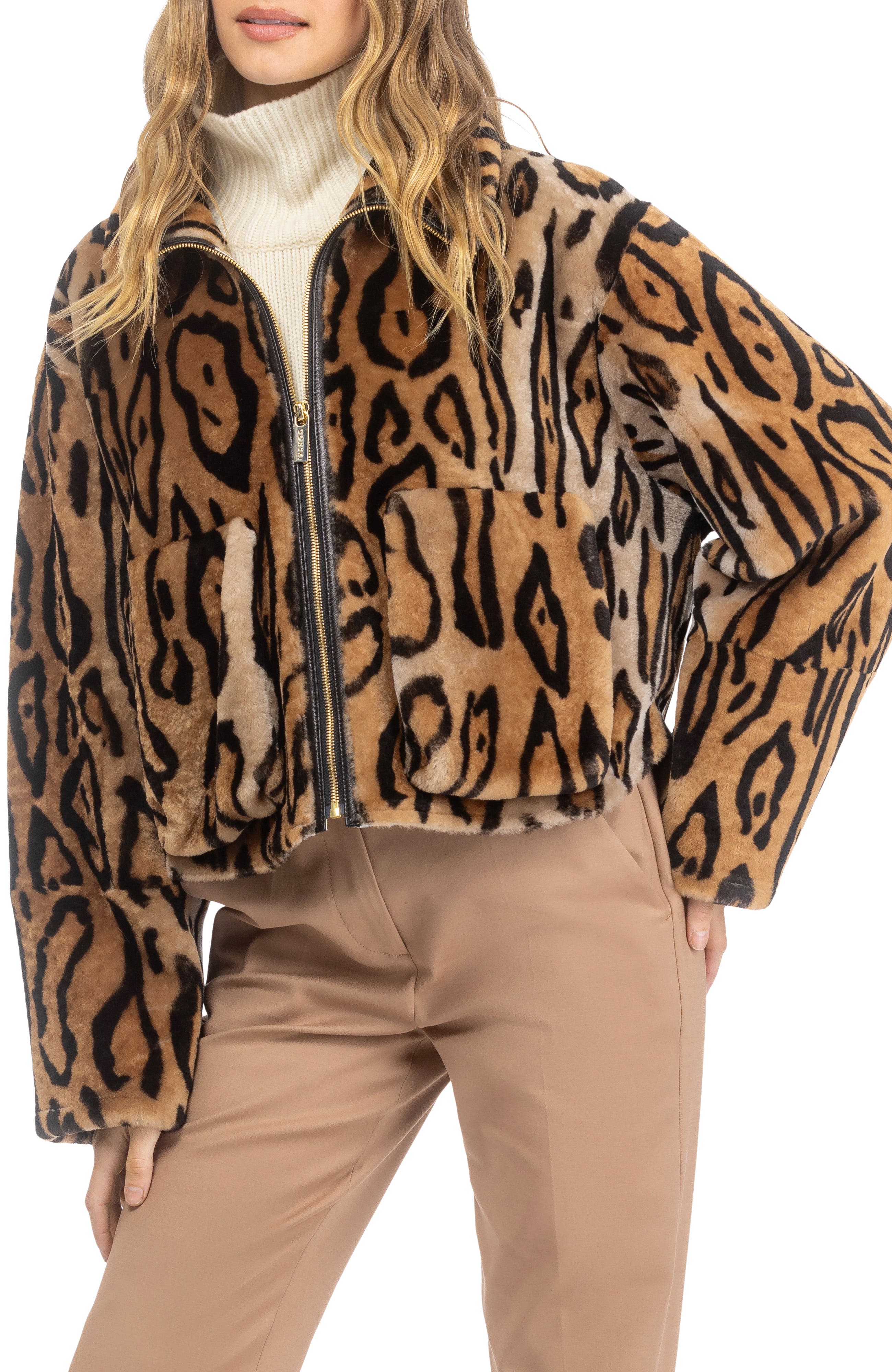 GORSKI Genuine Shearling Zip Jacket, Patch Pockets (Women) | Nordstrom