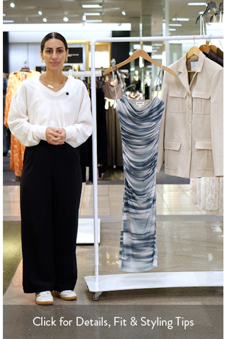Shirred Mesh Midi Dress video