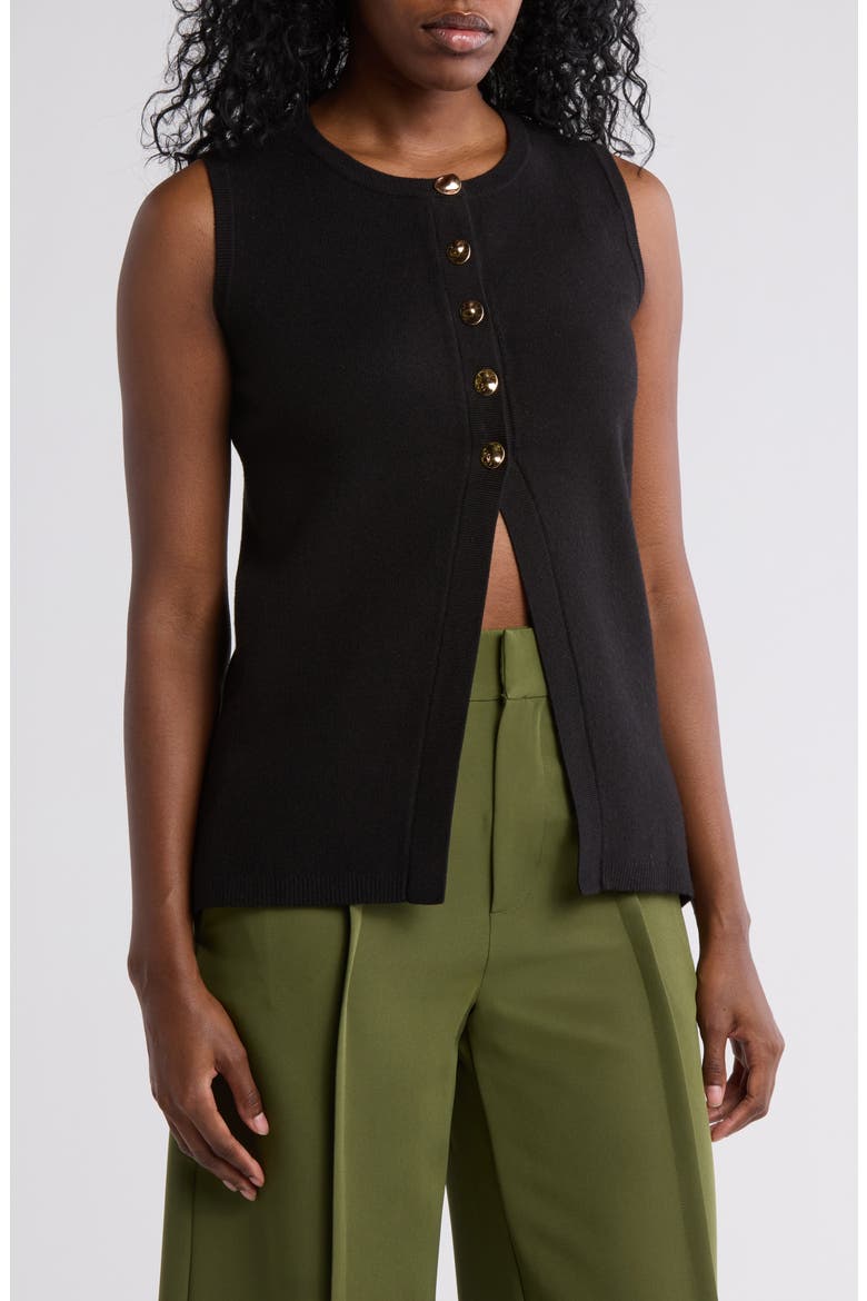 Pandora Double Knit Sweater Vest, Main, color, BLACK