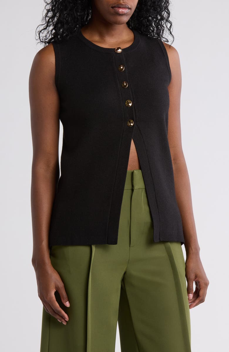BY DESIGN Pandora Double Knit Sweater Vest, Main, color, Black