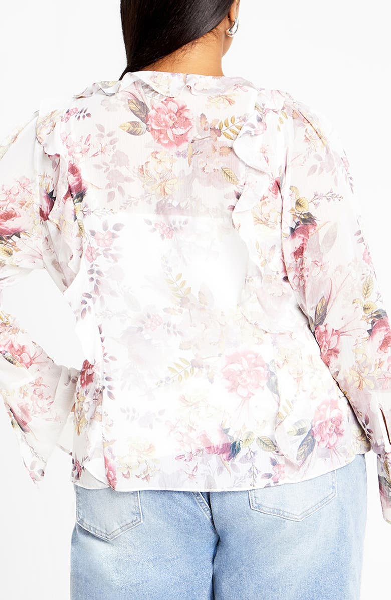 City Chic Sweet Nothings Ruffle Top, Alternate, color, Pastel Floral