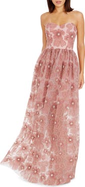 Dress the Population Audrina Beaded Floral Strapless Gown