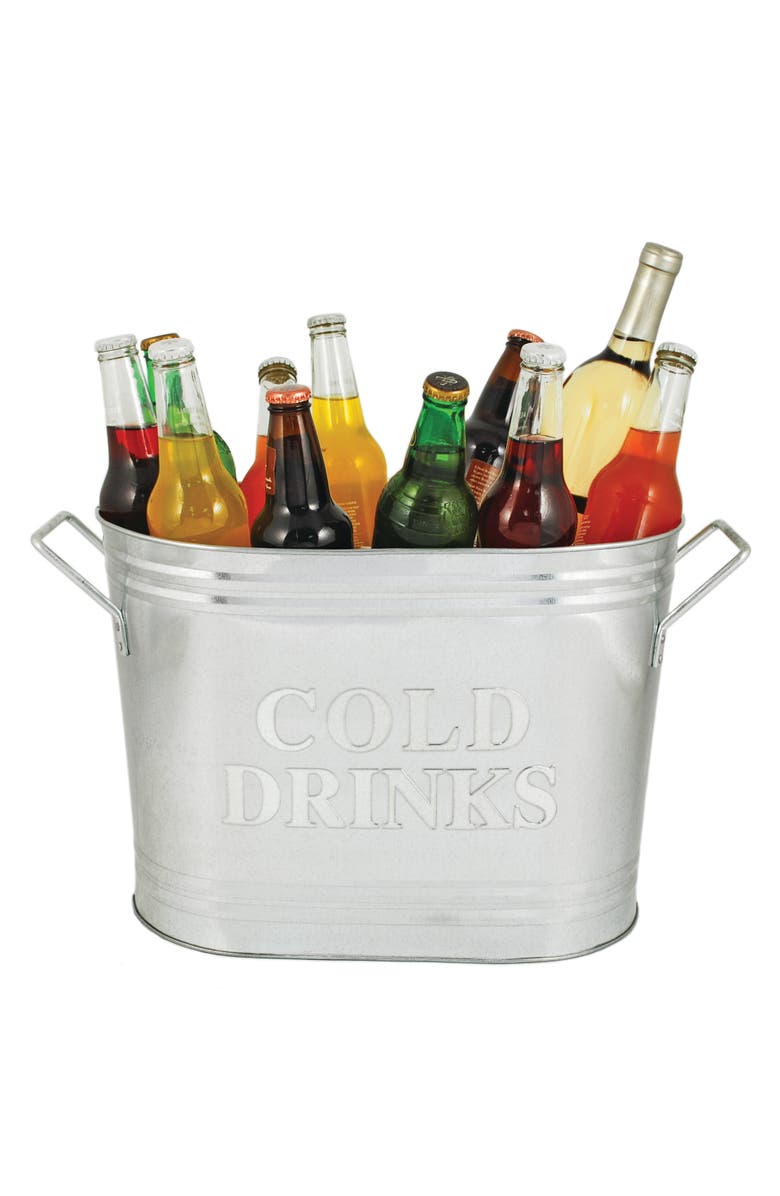 TWINE Cold Beverages Galvanized Metal Beverage Tub, Main, color, Silver