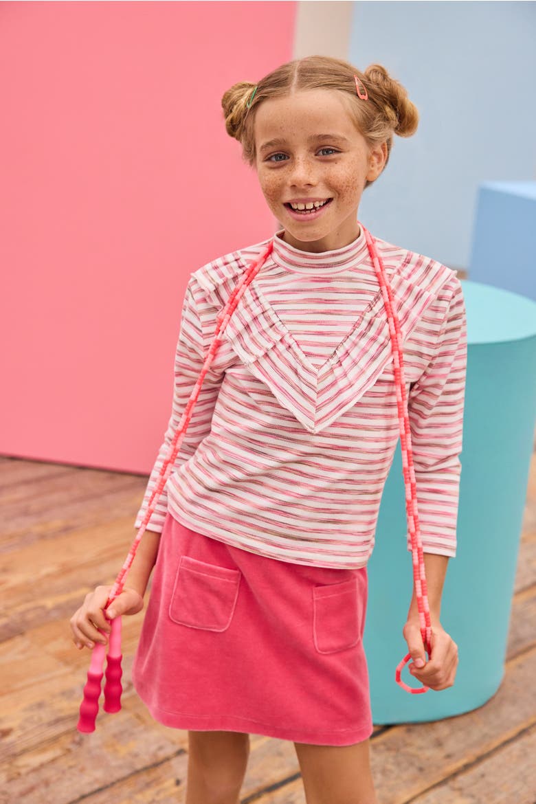 Kids' Velour Patch Pocket Skort, Alternate, color, Pink Velour