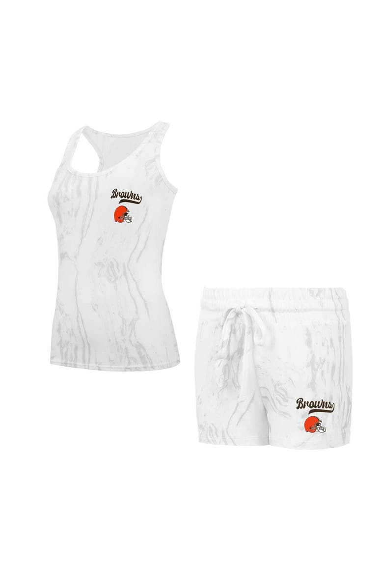 Women's Concepts Sport Cleveland Browns Quartz Hacci Knit Tank Top & Shorts Sleep Set, Alternate, color, White