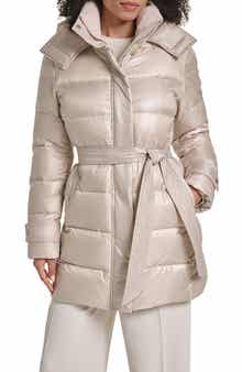 Belted Hybrid Puffer Coat