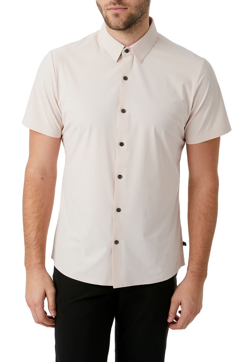 American Me Slim Fit Short Sleeve Button-Up Performance Shirt, Main, color, ROSE QUARTZ