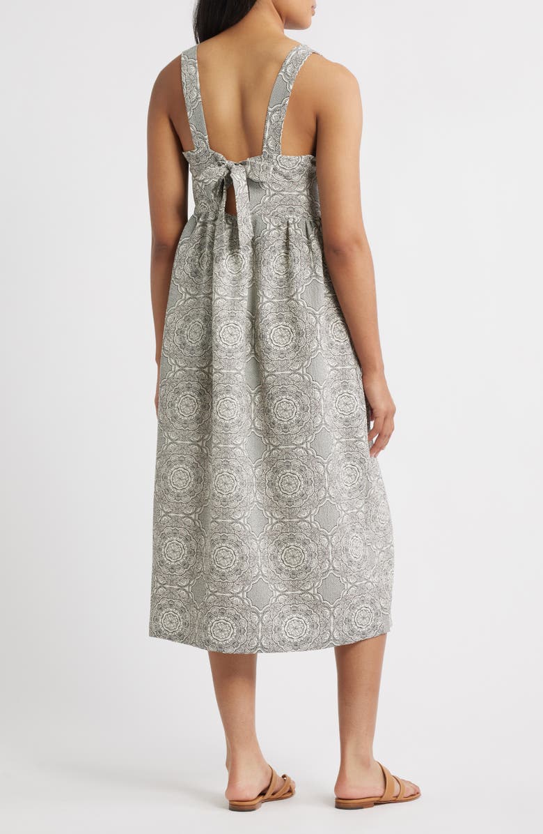 Bobeau Tie Back Sleeveless Midi Dress, Alternate, color, Antique White Medallion