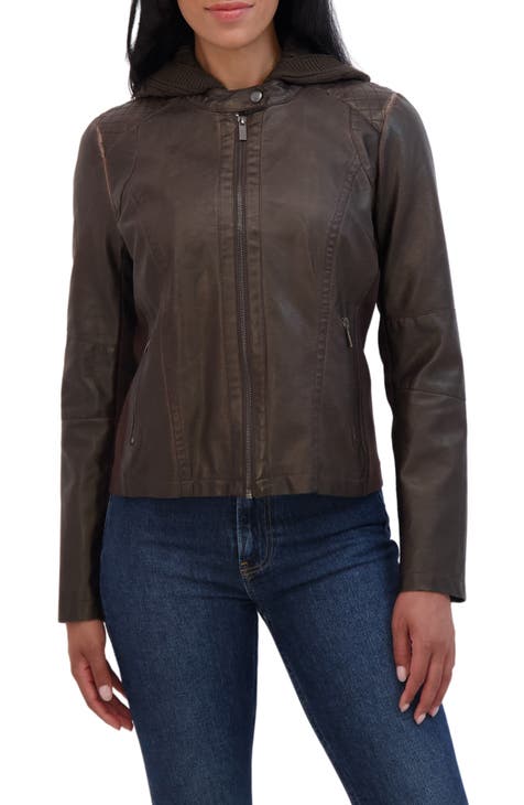 Leather Jacket Sebby- Women’s Faux Leather Quilted Shacket shops / Jacket size M $199