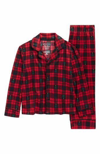 JACLYN Kids' Matching Family Christmas Tree Plaid Two-Piece Pajamas