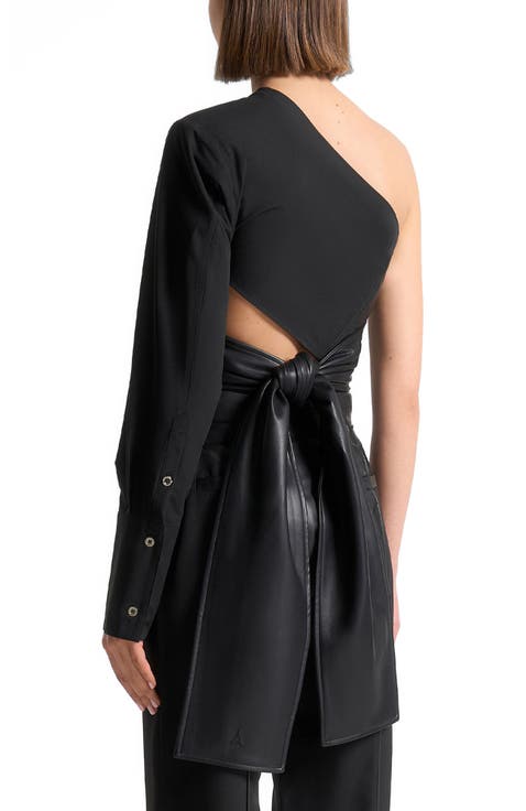 Coralie One Sleeve Leather Wrap Top