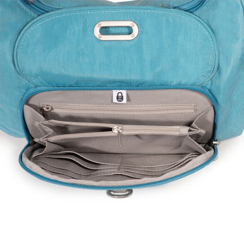 Baggallini Coastal Flip Lock Half Moon Bag In Seaside Blue