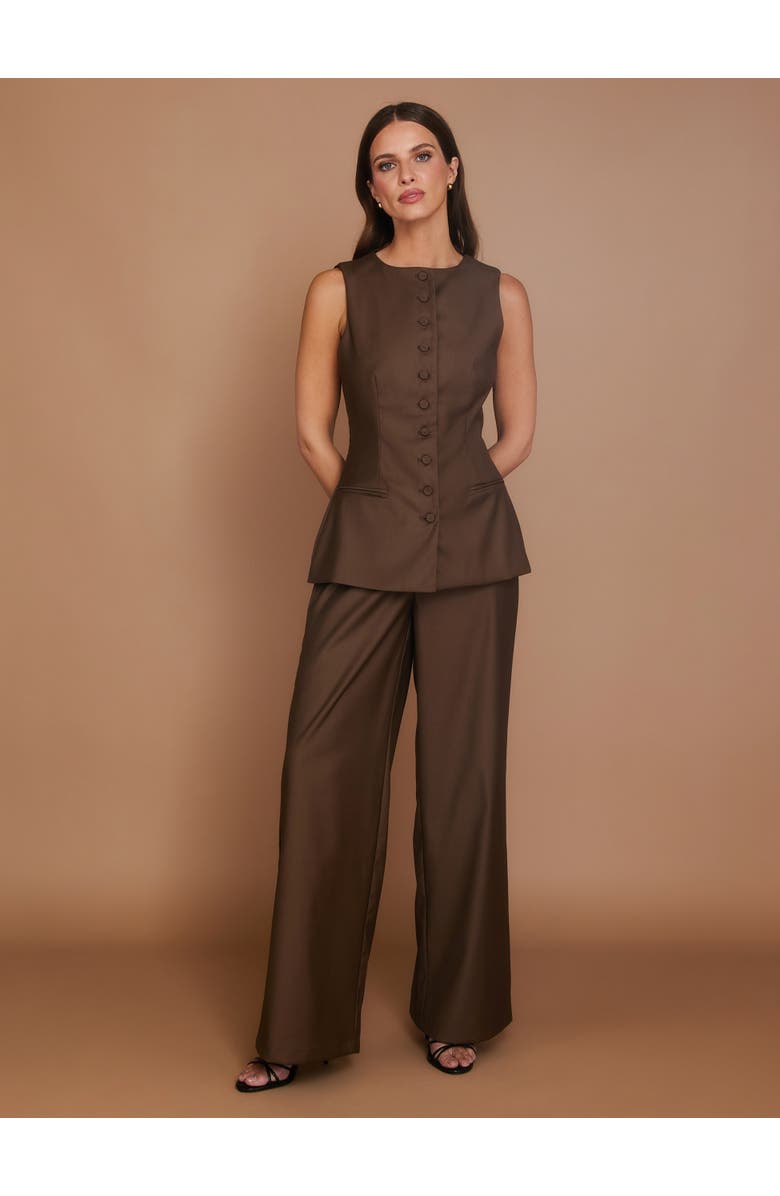 Six Stories Meredith Tailored Wide Leg Pants, Alternate, color, Chocolate