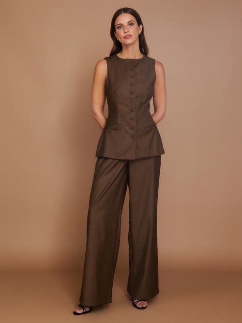 Six Stories Meredith Tailored Wide Leg Pants In Brown