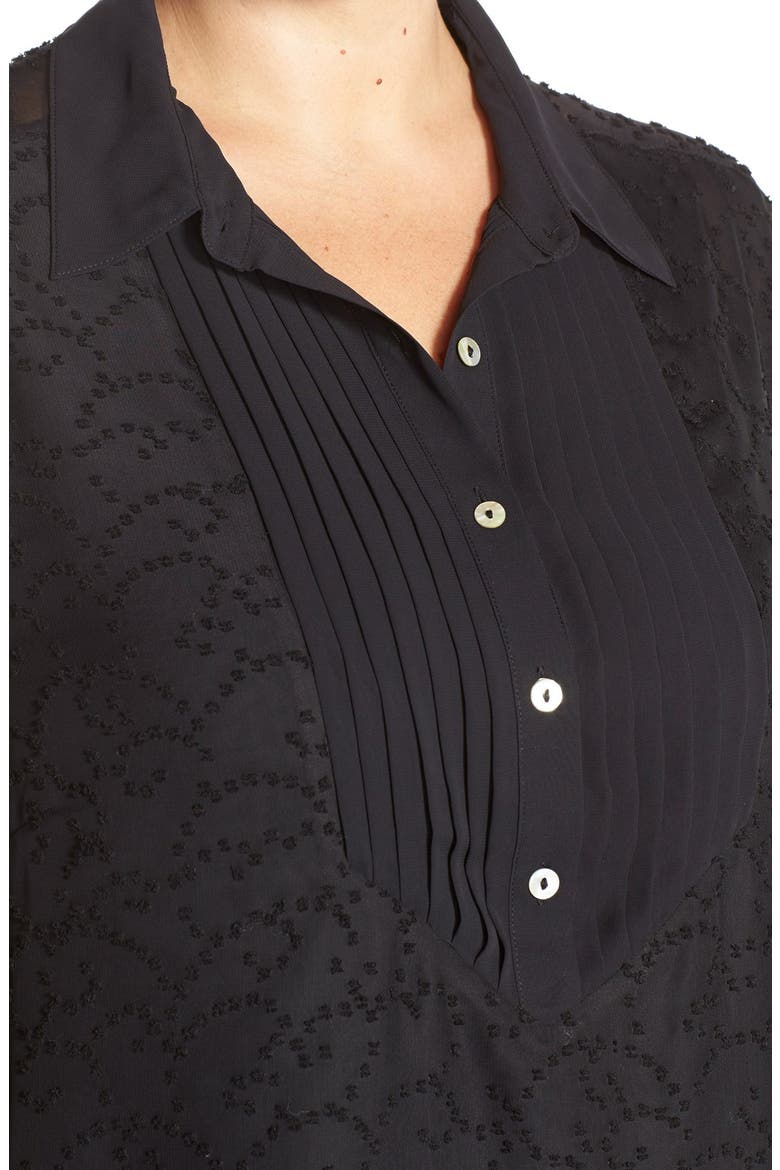 Clip Dot Tunic Shirt, Alternate, color, BLACK