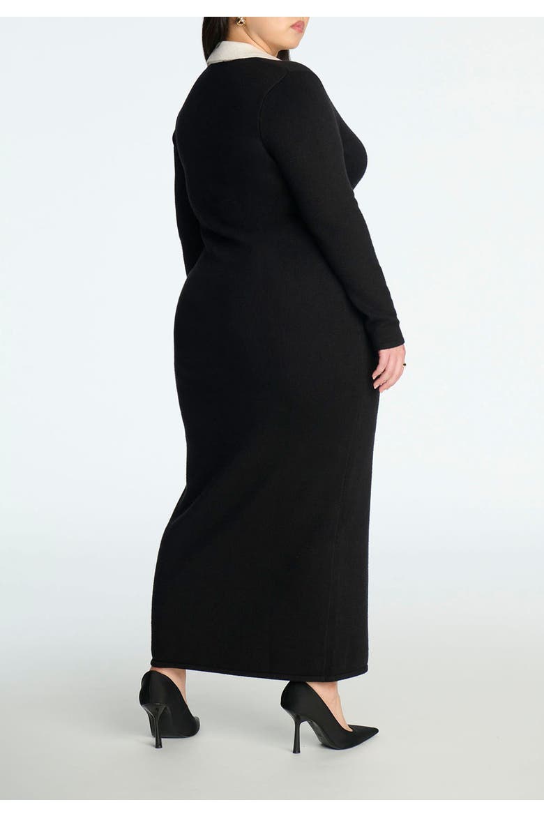 Sweetheart Sweater Dress, Alternate, color, BLACK WHITE