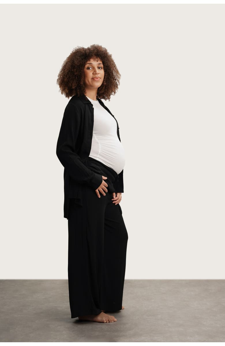 Nom Maternity The Easy Wrap Maternity Pants, Alternate, color, Black