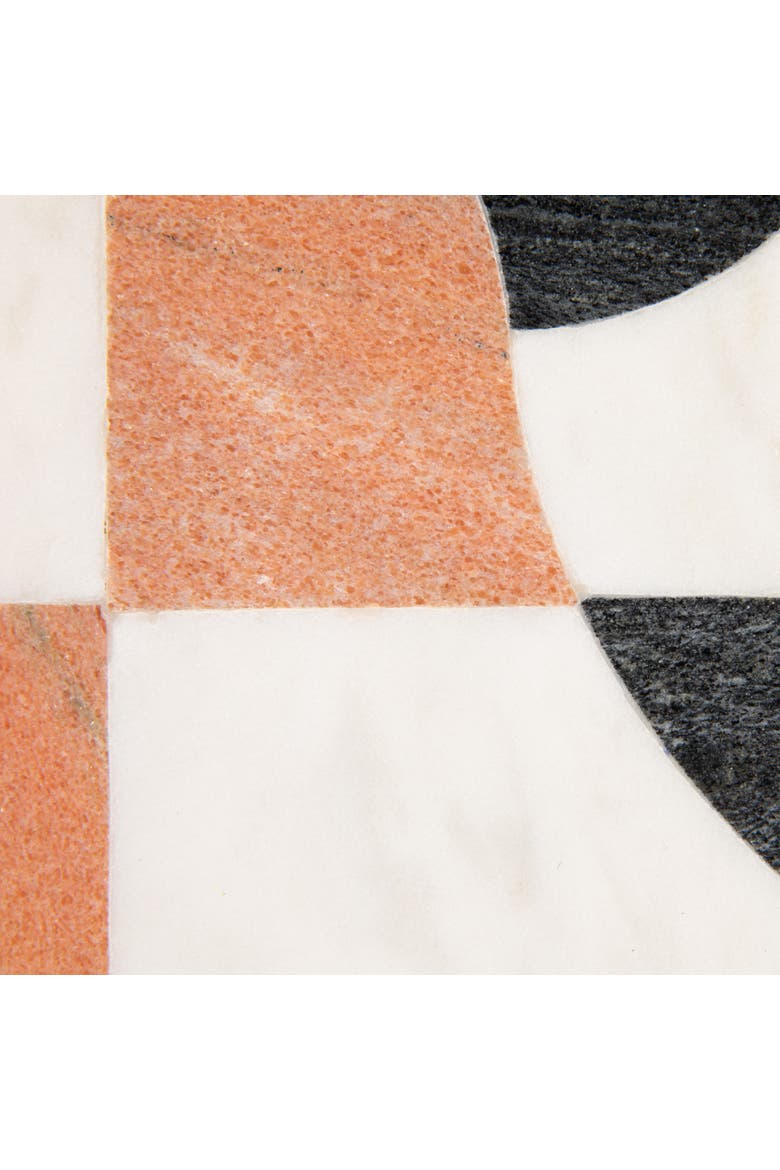 Marble Cutting Board with Abstract Design, White, Rust and Black, Alternate, color, White