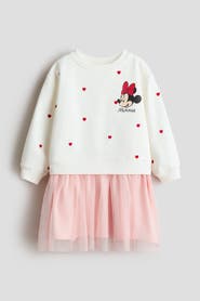 H&M Printed Tulle-skirt Sweatshirt Dress
