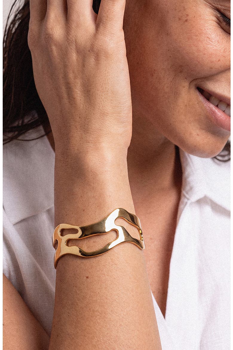 Open Abstract Cuff, Alternate, color, GOLD