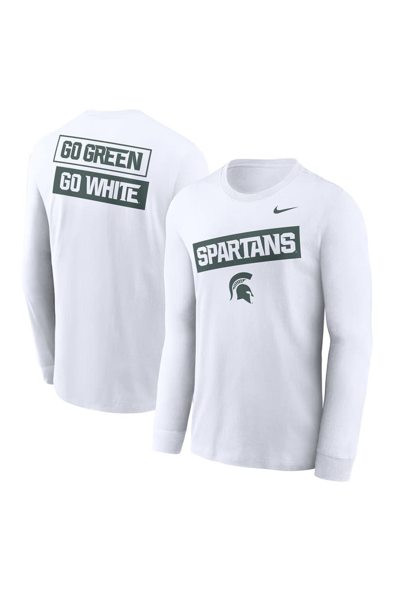 Men's Nike White Michigan State Spartans Two-Hit Classic Location Long Sleeve T-Shirt, Alternate, color, White