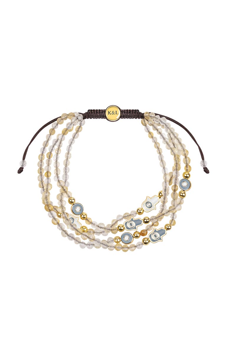 Karma and Luck Joyous Temperament - Citrine Hamsa Evil Eye Charm Bracelet, Main, color, Bright Yellow