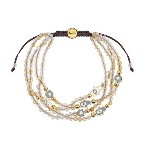 Joyous Temperament - Citrine Hamsa Evil Eye Charm Bracelet