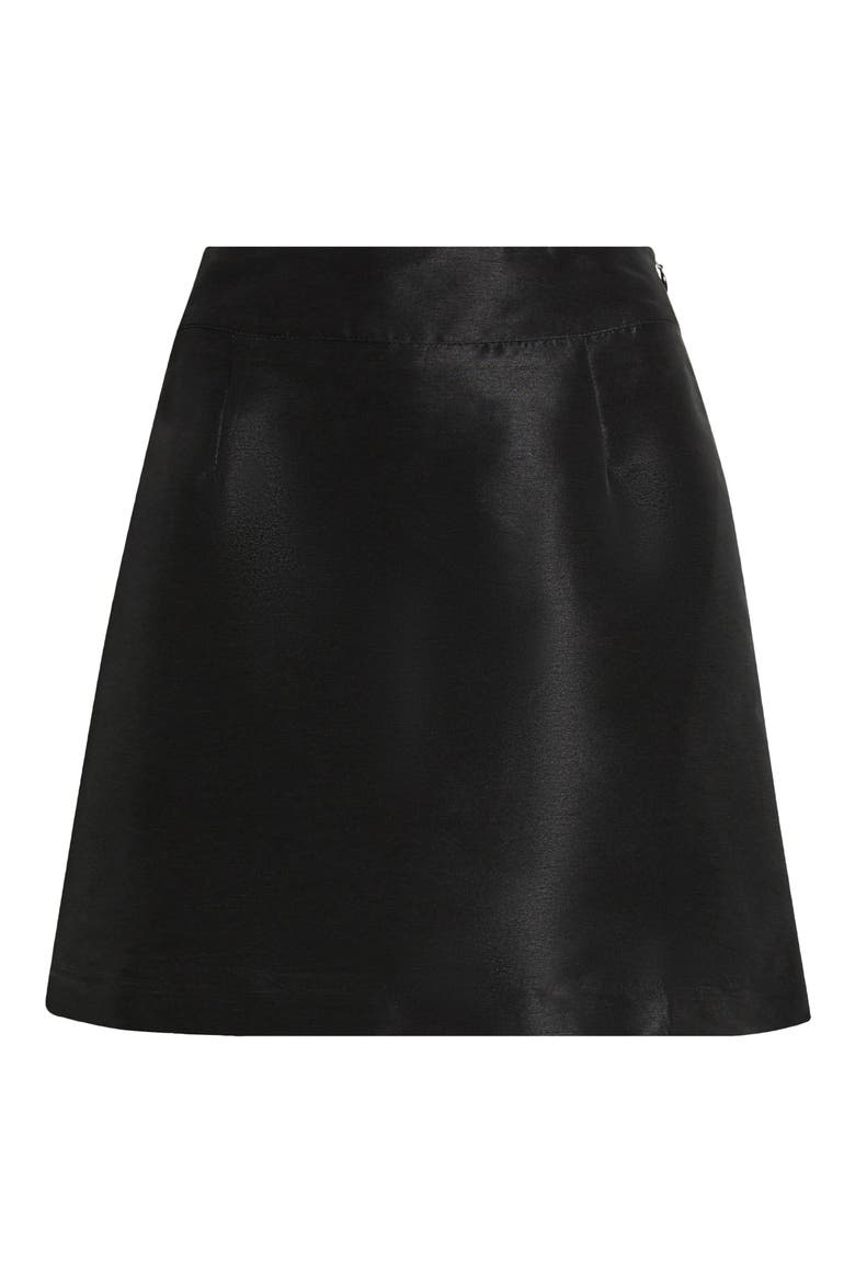 Hestia Taffeta Miniskirt, Alternate, color, BLACK