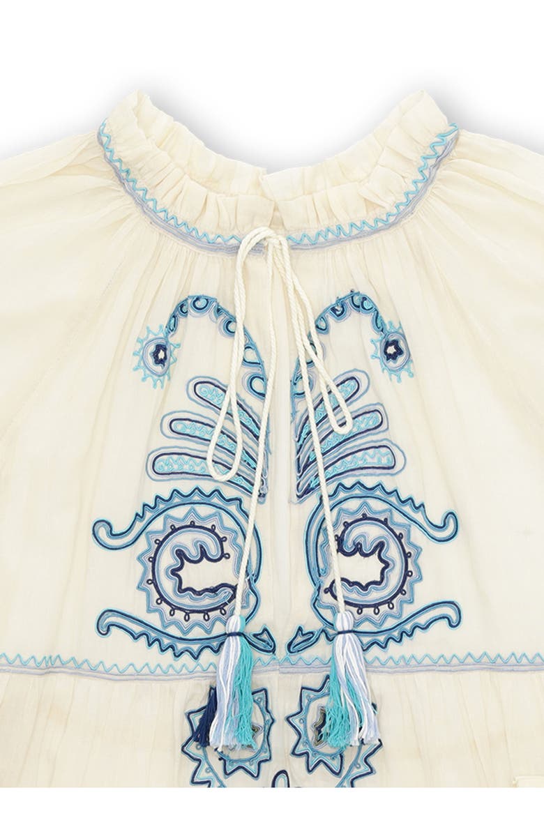 Fortela Arsia Embroidered Cotton Kaftan Dress, Alternate, color, Off White