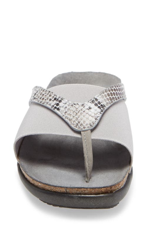 Naot Penelope Flip Flop In Grey Cobra Print Leather