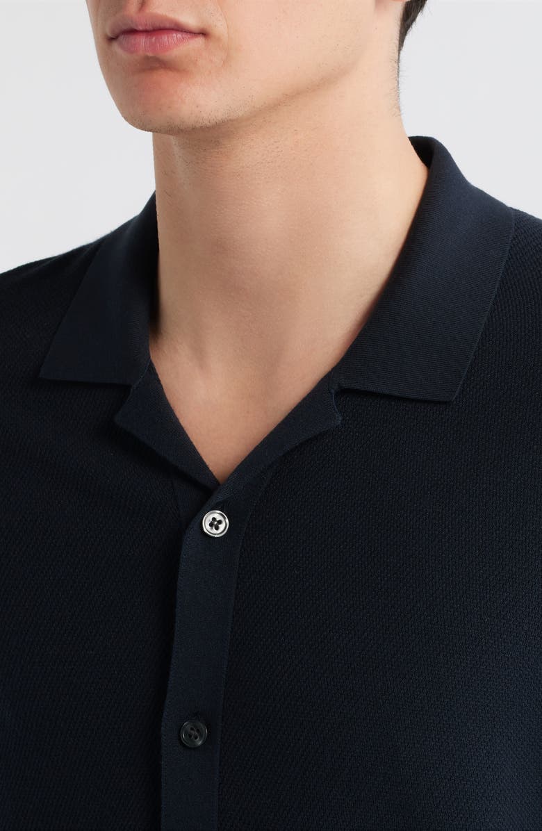 Theory Short Sleeve Knit Button-Up Shirt, Alternate, color, Dark Eclipse - Qxu
