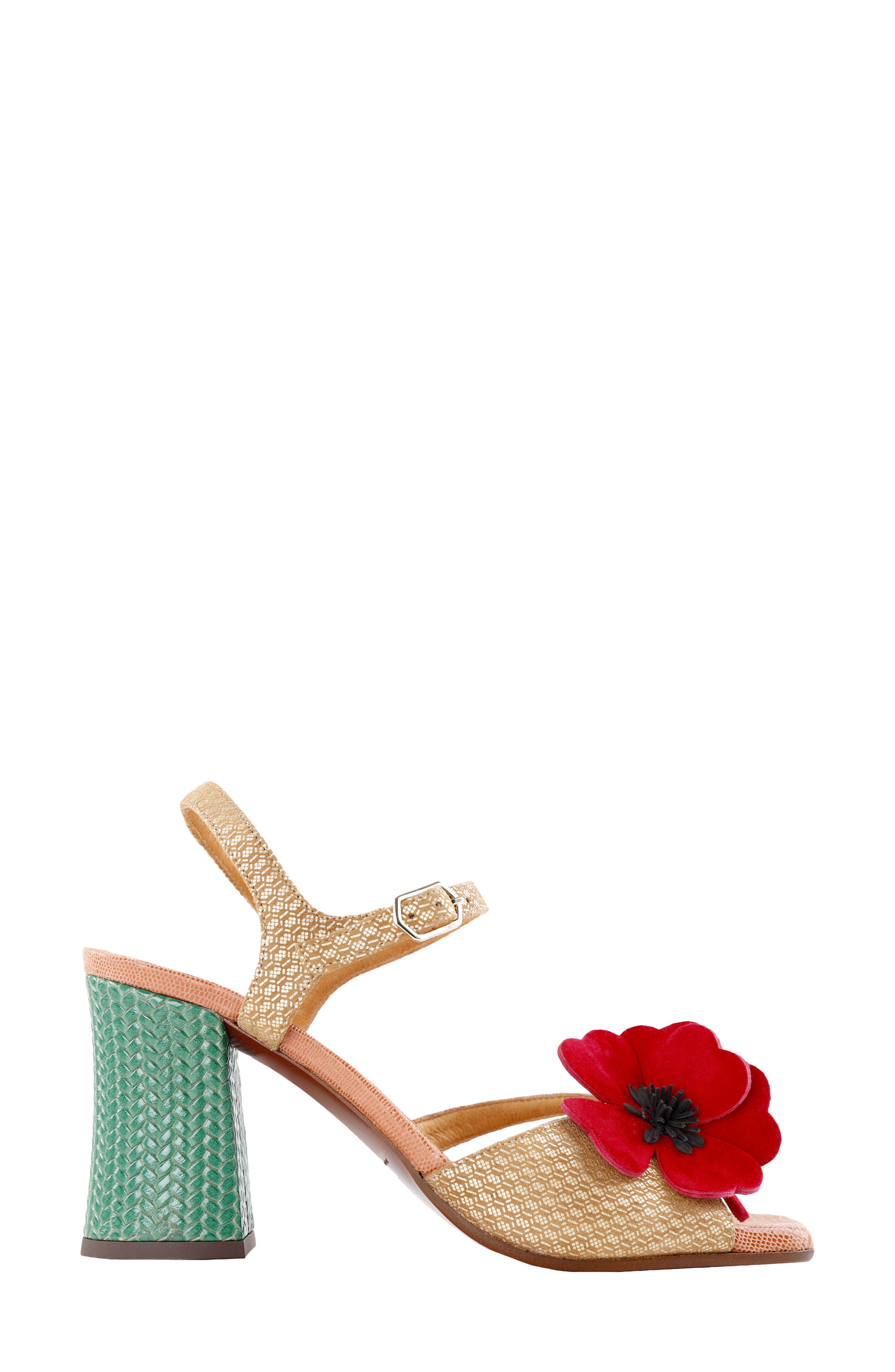 Chie Mihara Flower Appliqué Sandal, Alternate, color, 
