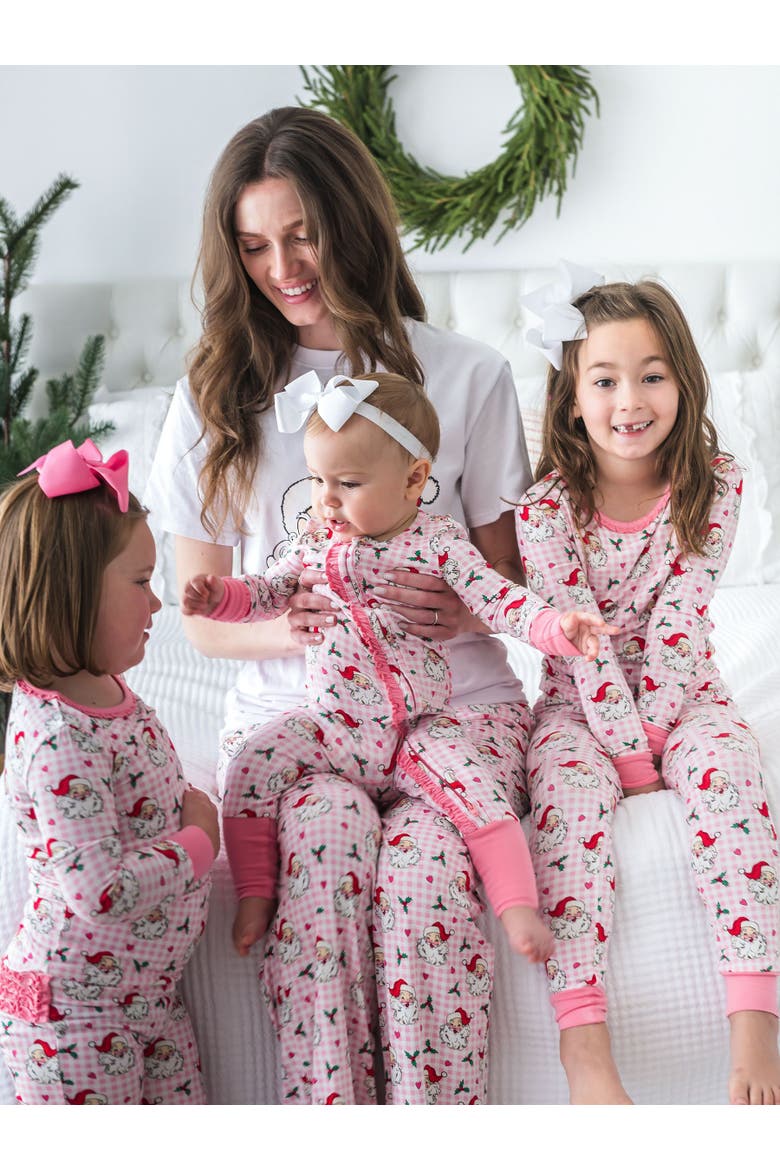 SoftSnooze Gender Inclusive Adult Pajama Pants, Alternate, color, Pink Dear Santa