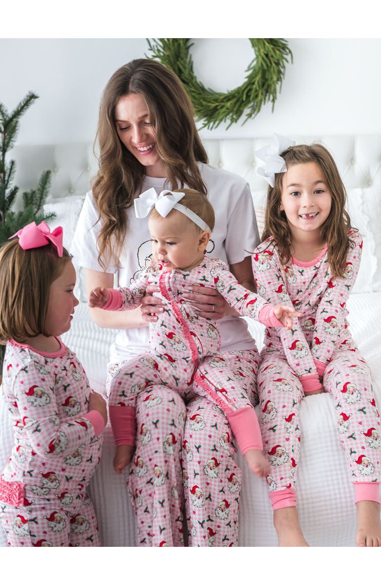 RuffleButts SoftSnooze Gender Inclusive Adult Pajama Pants, Alternate, color, Pink Dear Santa