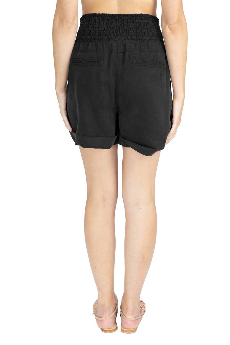 Smocked Waist Tencel® Maternity Shorts, Alternate, color, BLACK