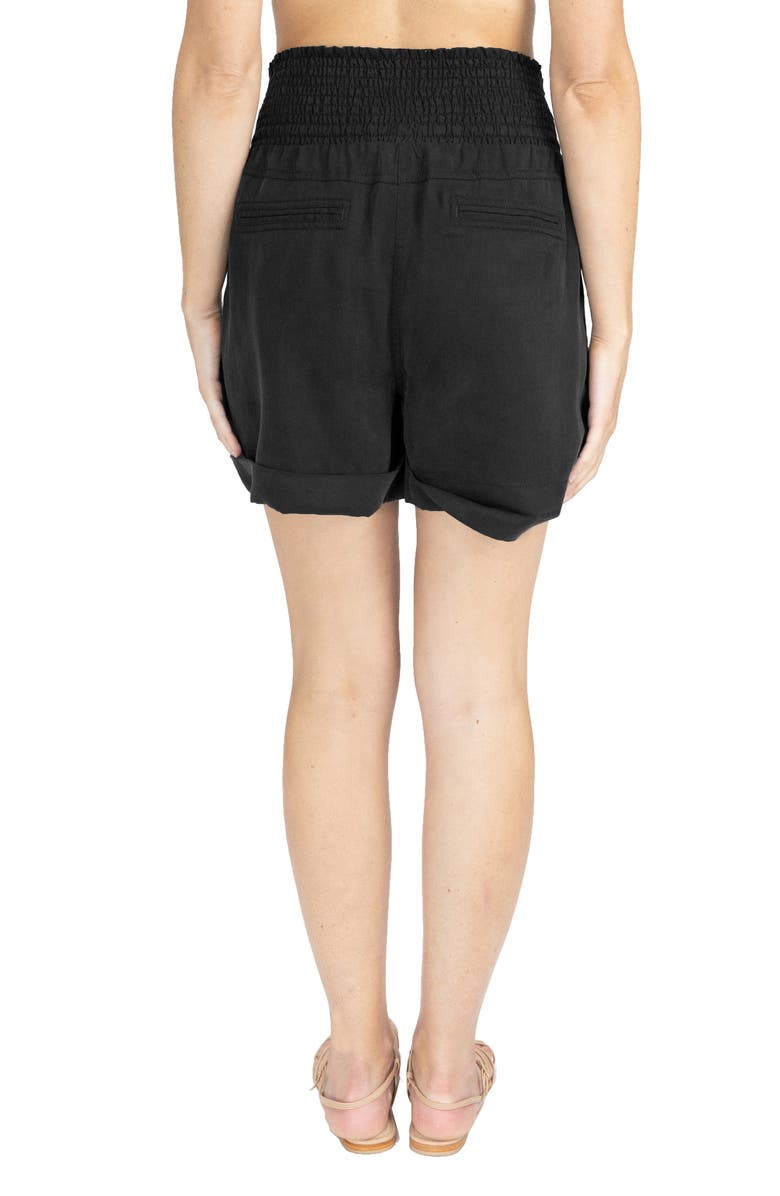 Angel Maternity Smocked Waist Tencel<sup>®</sup> Maternity Shorts, Alternate, color, Black