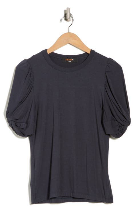 Solid Scrunched Sleeve Top