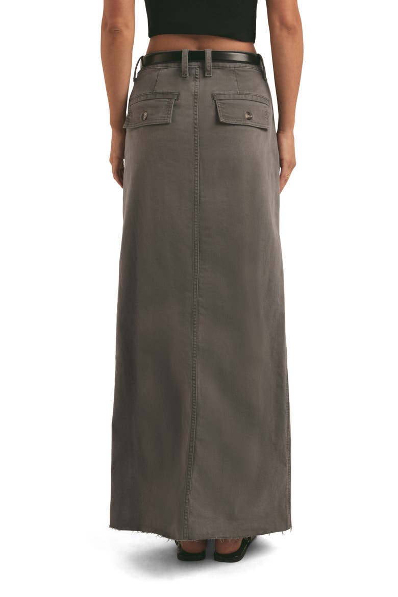 The Sadie High Waist Utility Denim Maxi Skirt, Alternate, color, KALAMATA