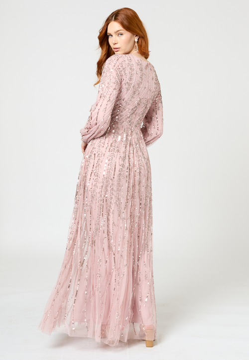 MARYISA MARYISA OCCASION MODEST EMBELLISHED SEQUIN BEADED A LINE EVENING MAXI DRESS 