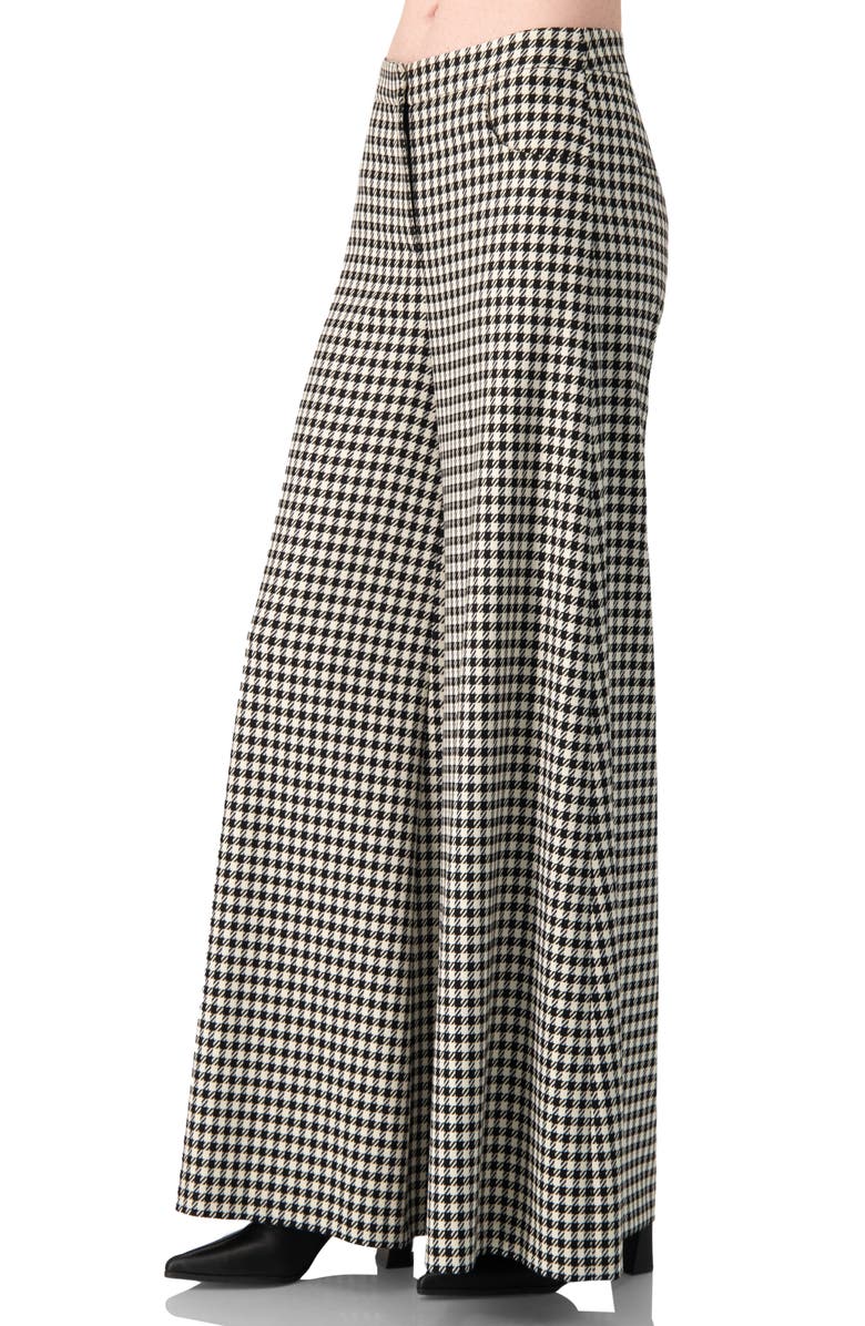 IVONNE Wide-Leg Houndstooth Pants, Alternate, color, Black