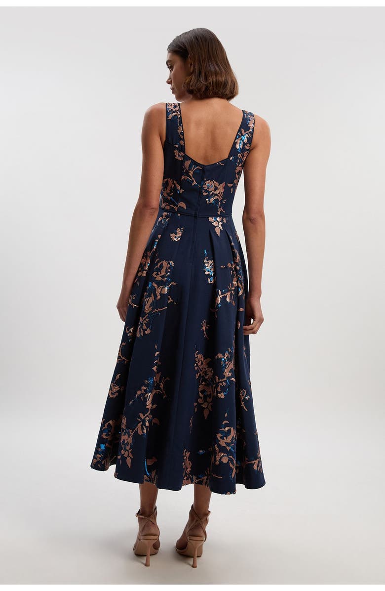 Karen Millen Petite Satin Sequin Prom Dress, Alternate, color, Navy