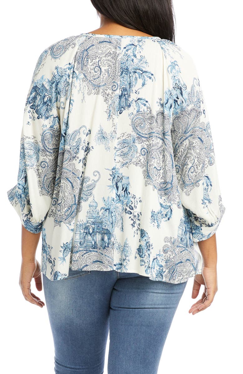 Karen Kane Amalfi Coast Tile Print Blouson Sleeve Top, Alternate, color,