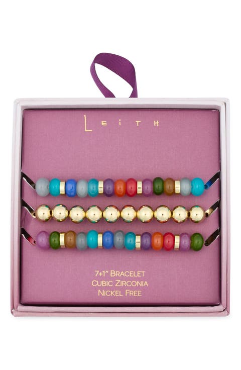 Set of 3 Beaded Stretch Bracelets