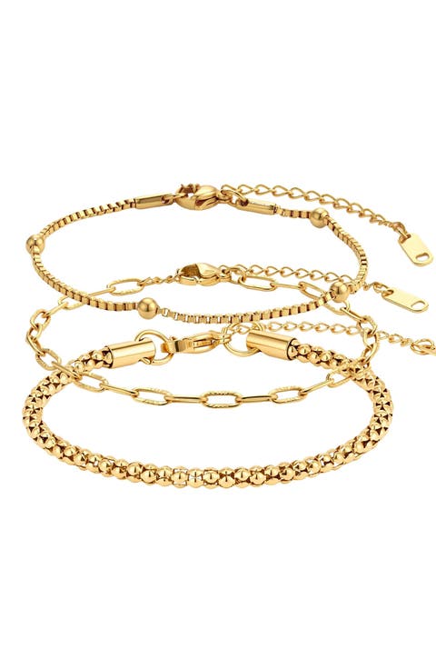 3-Piece Tarnish Resistant Chain Bracelet Set
