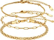 Adornia 3-Piece Tarnish Resistant Chain Bracelet Set