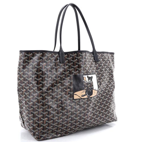 Pre-owned Goyard  Goyard Saint Louis Tote Printed Coated Canvas Gm In Black