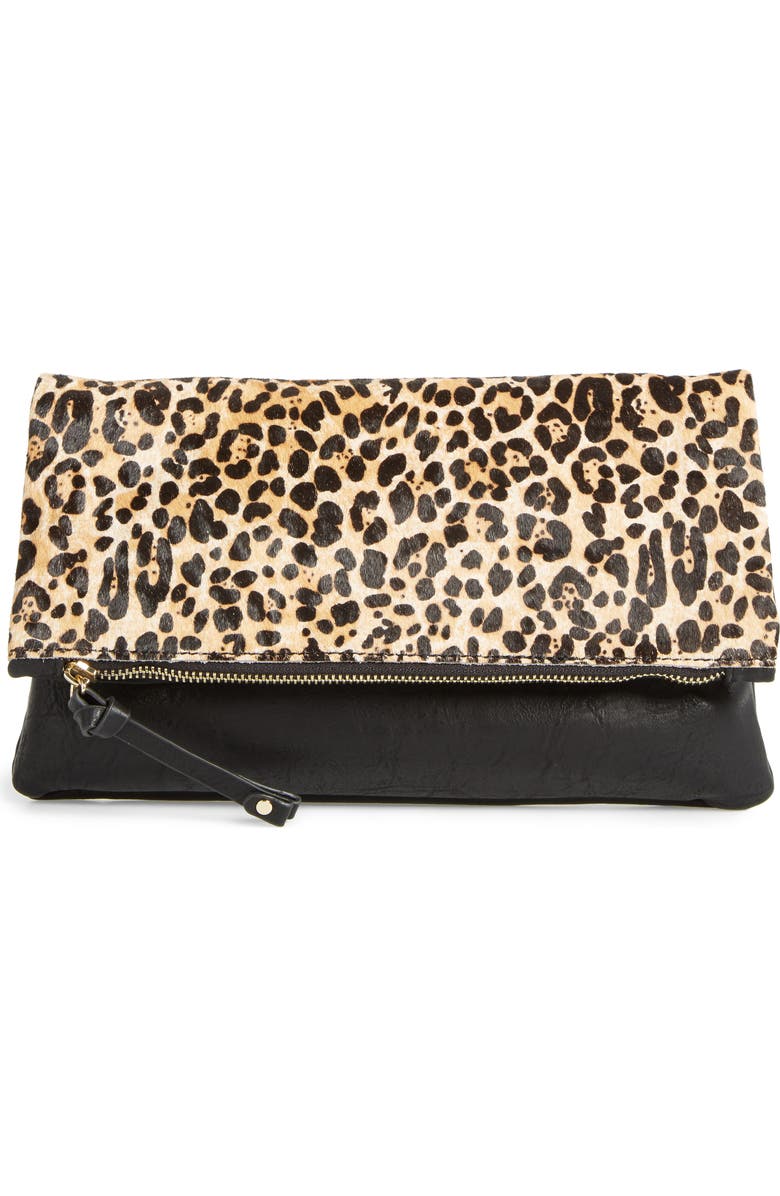 Sole Society Marlena Faux Leather Foldover Clutch, Main, color,
