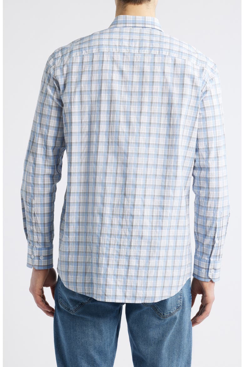 Outline Grid Plaid Button-Up Shirt, Alternate, color, BLUE MULTI